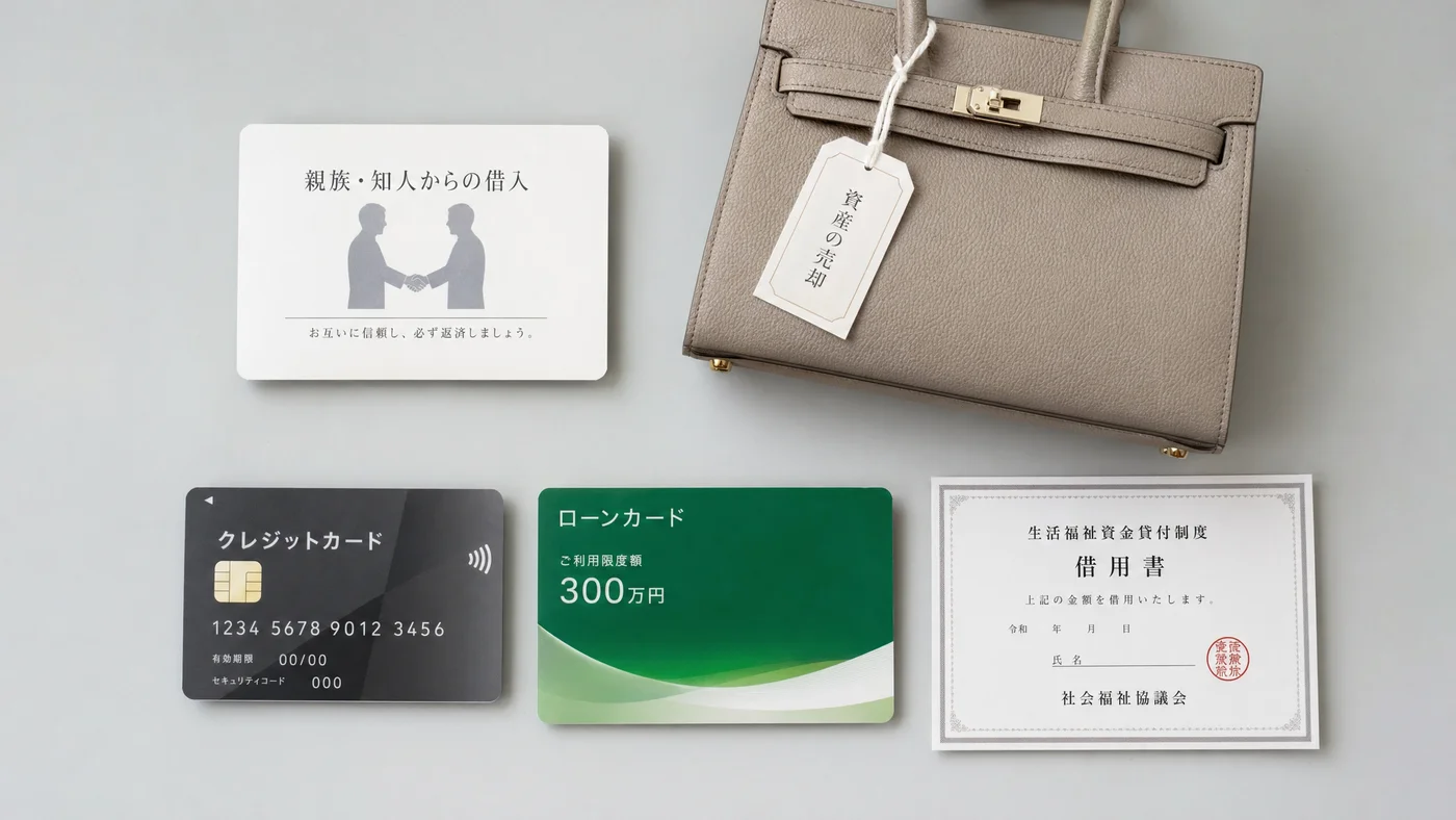 5つの調達手段を即日性とコストで比較したマトリクス