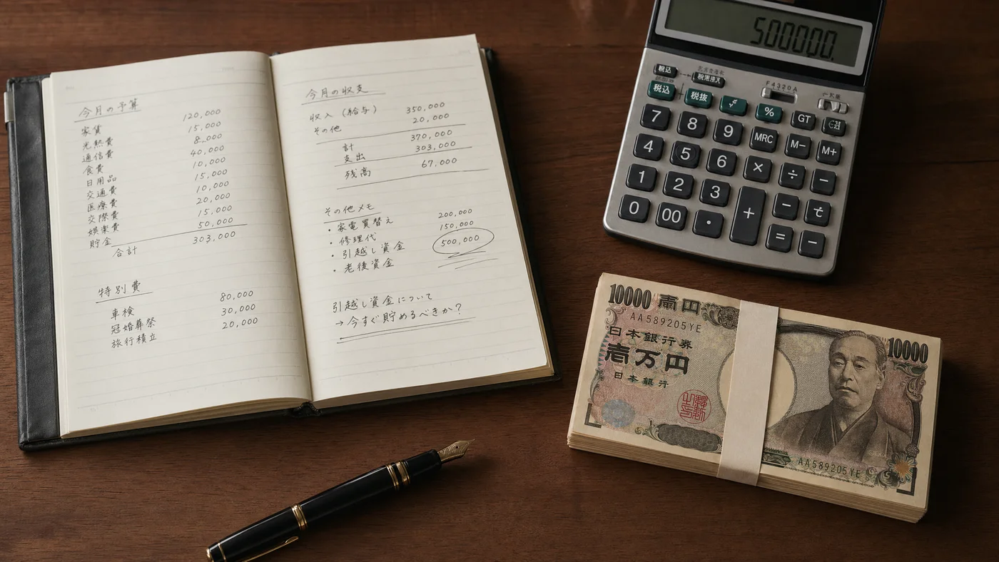 見積書と電卓、50万円規模の急な出費に直面する場面