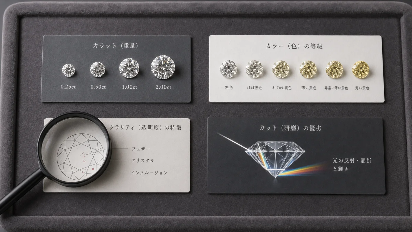 ダイヤモンド・宝石の質入れ価値判定ビジュアル