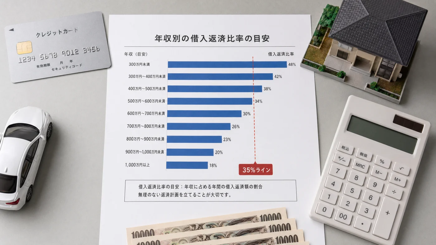 DTI返済負担率の年収・借入額別シミュレーション