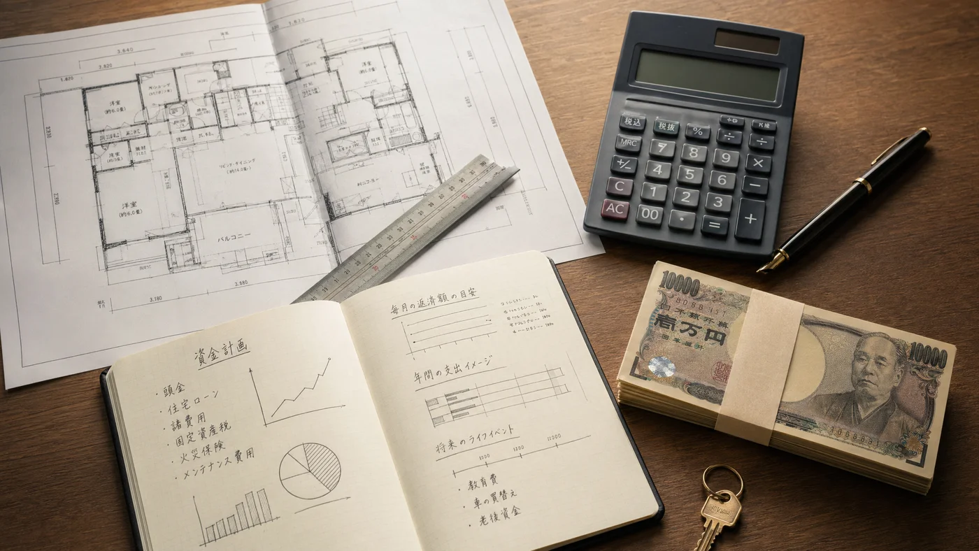フラット35審査前の信用情報整備に取り組む机上の書類
