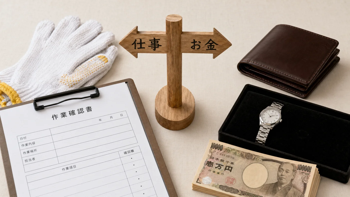 日雇いと質屋の使い分け判断軸イメージ