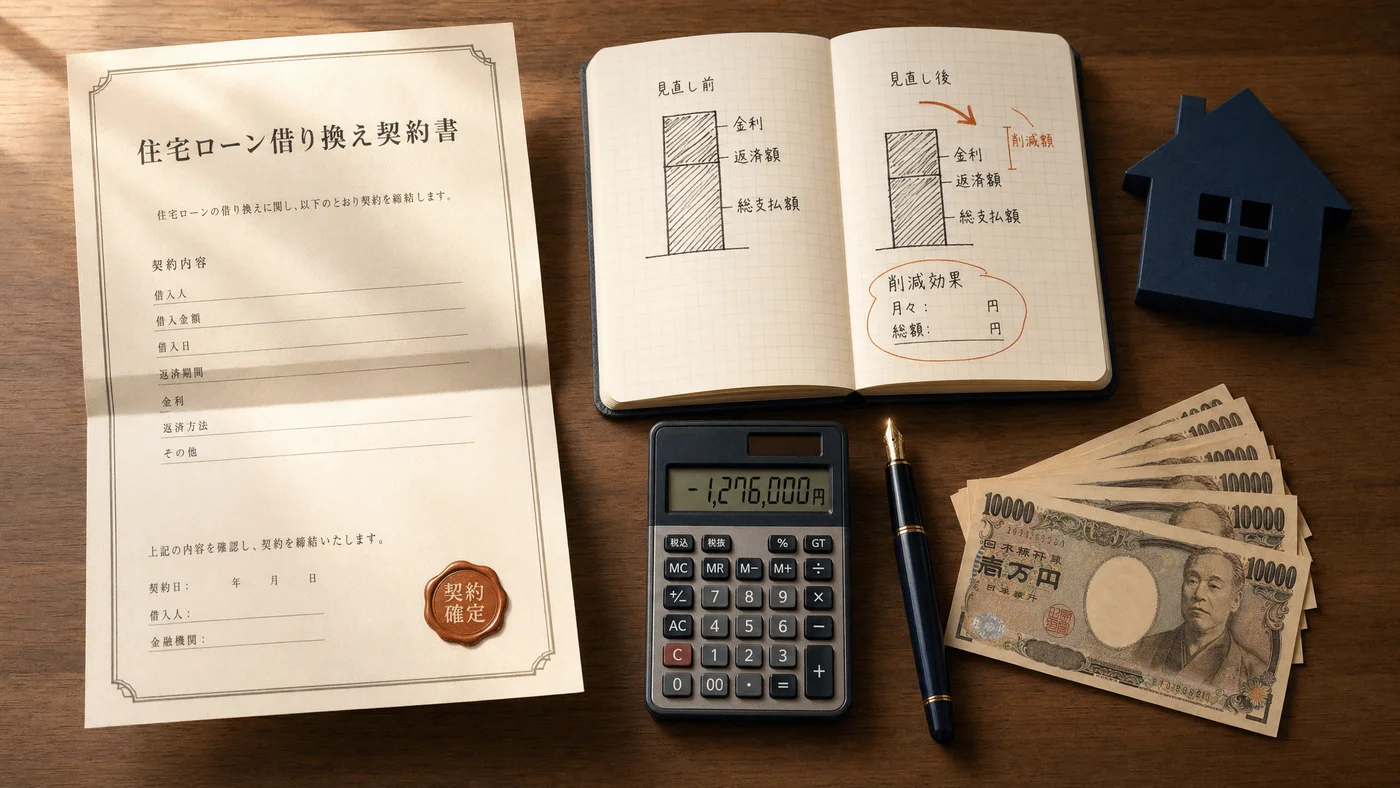 住宅ローン借換え審査の準備をするイメージ