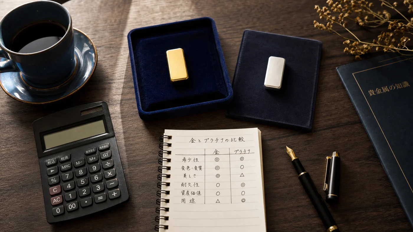 プラチナと金の比較イメージ