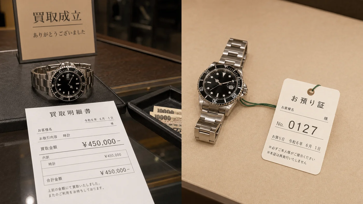 買取はシリアル番号が流通するが質入れなら所有権が移動しない仕組みの比較