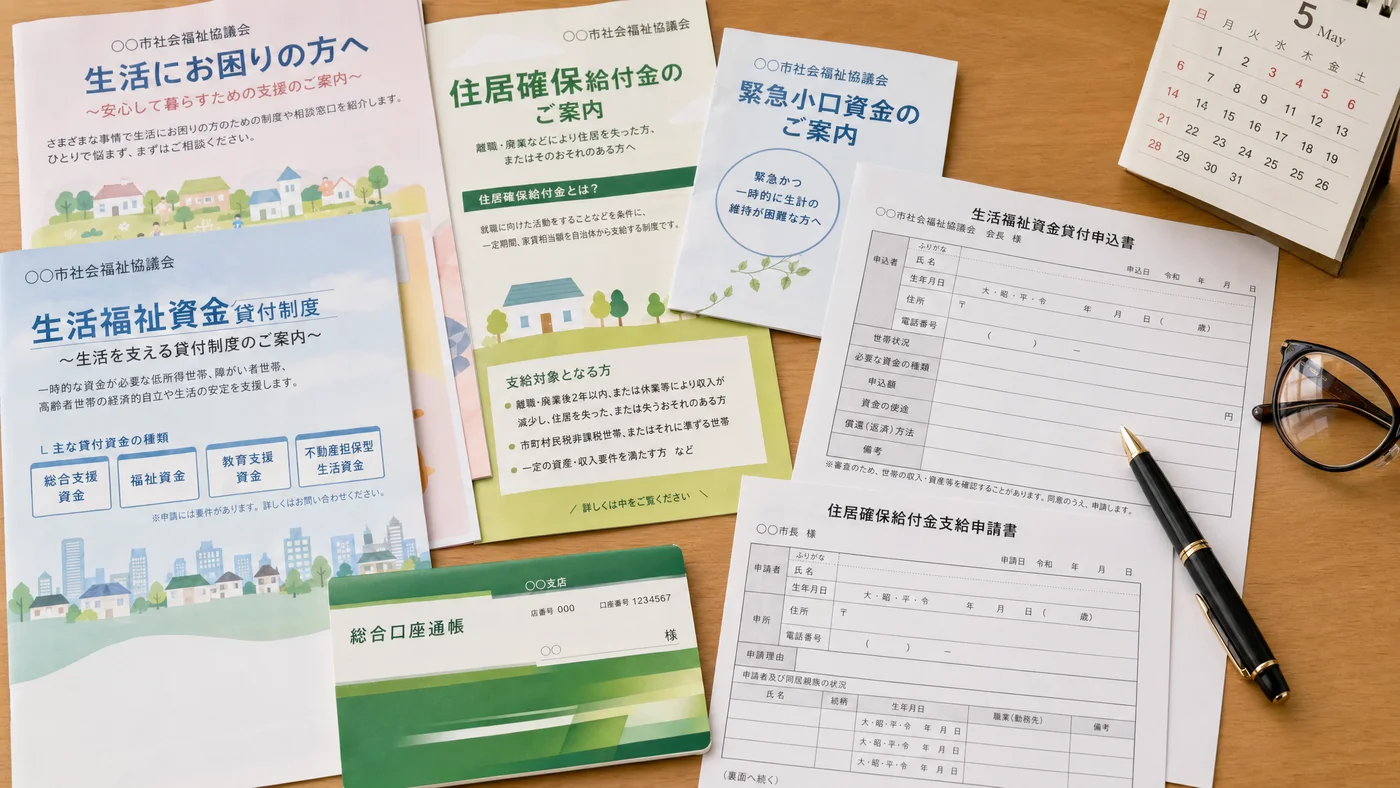 社会福祉協議会の申請書類と公的支援制度の説明資料