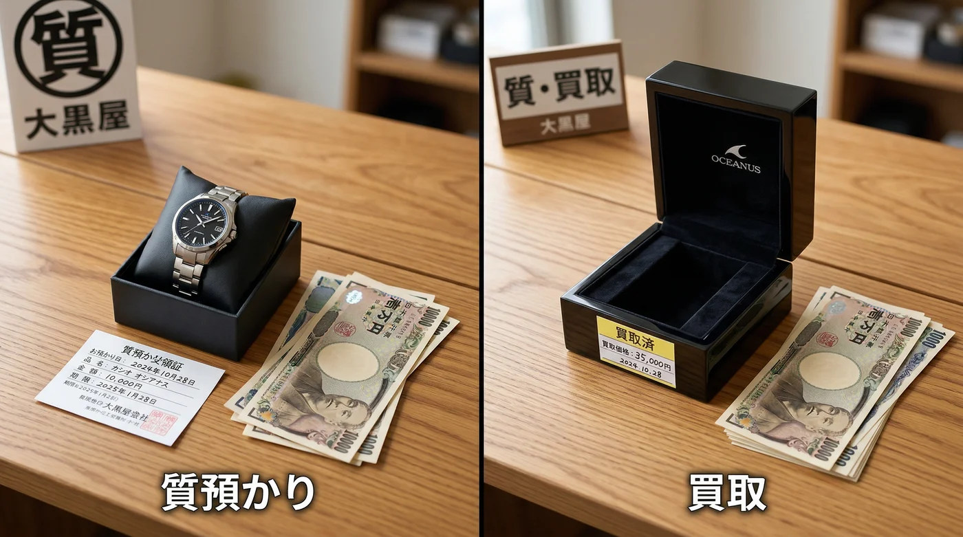 買取と質屋の違い:買取は品物が戻らない、質屋なら返済で取り戻せる