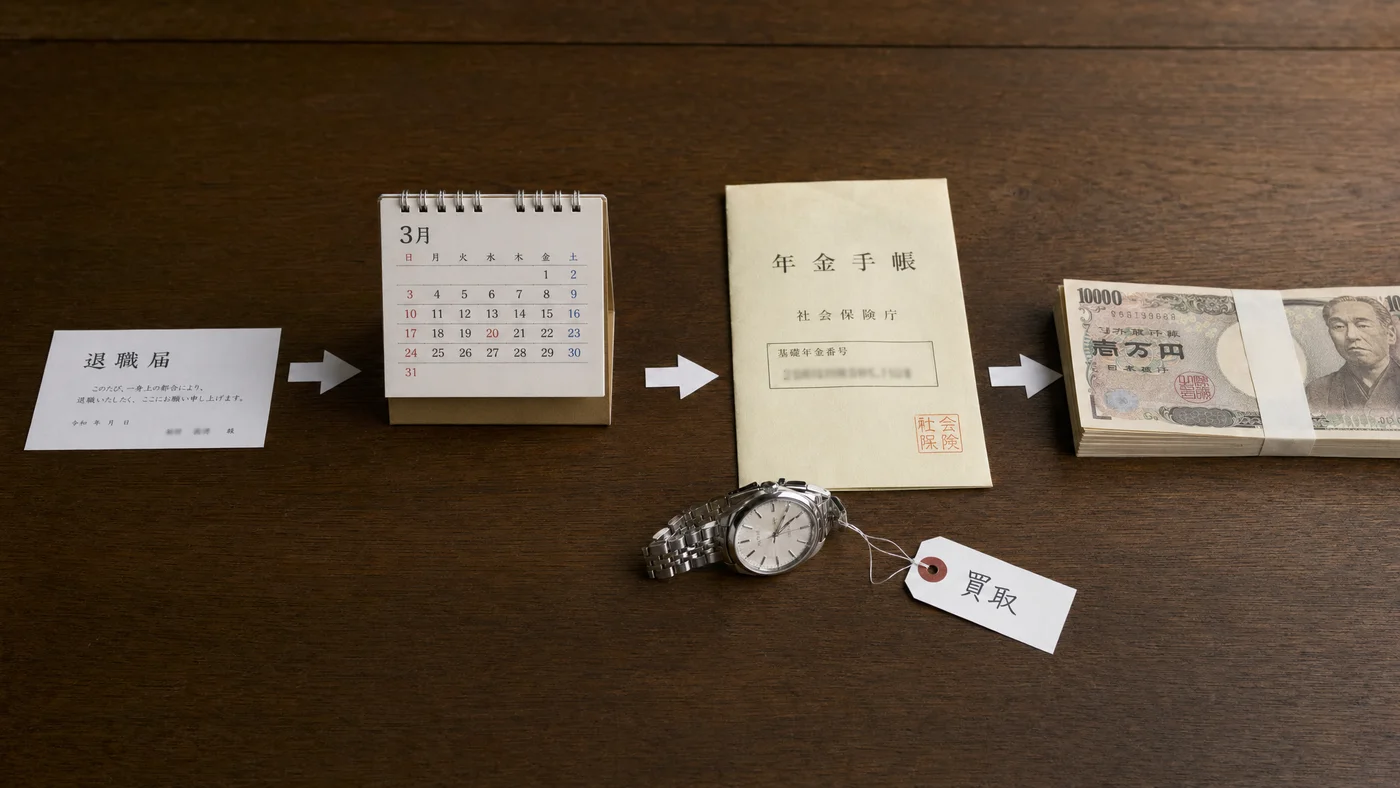退職から失業給付・次の給料までのキャッシュフロータイムライン